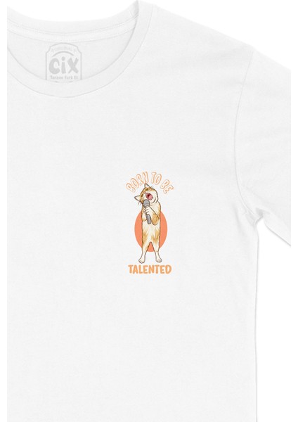 Born To Be Talented Cep Logo Tasarımlı Beyaz Tişört fiyatları