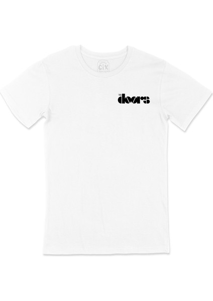 The Doors Cep Logo Tasarımlı Beyaz Tişört