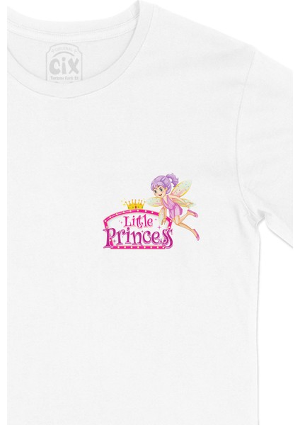 Küçük Prenses Little Princess Cep Logo Tasarımlı Beyaz Tişört fiyatları