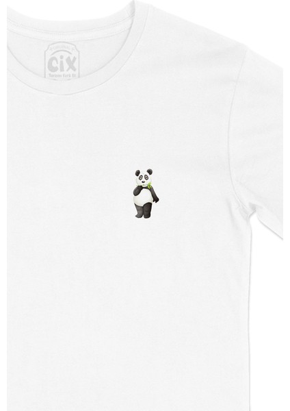 Küçük Panda Cep Logo Tasarımlı Beyaz Tişört fiyatları