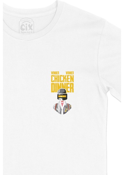 Winner Winner Chicken Dinner Cep Logo Tasarımlı Beyaz Tişört fiyatları