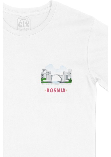 Bosna Hersek Cep Logo Tasarımlı Beyaz Tişört fiyatları