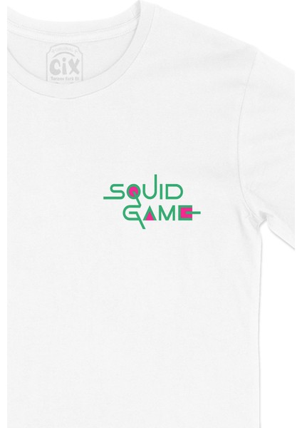 Squid Game Cep Logo Tasarımlı Beyaz Tişört