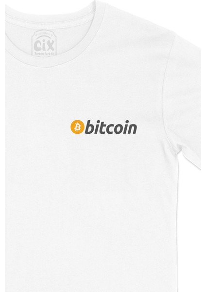 Bitcoin Cep Logo Tasarımlı Beyaz Tişört fiyatları
