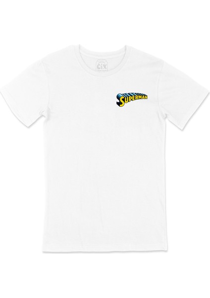 Superman Cep Logo Tasarımlı Beyaz Tişört