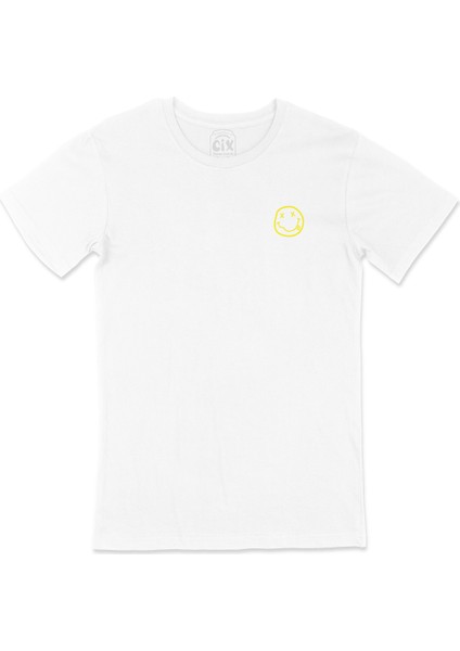 Nirvana Logolu Cep Logo Tasarımlı Beyaz Tişört