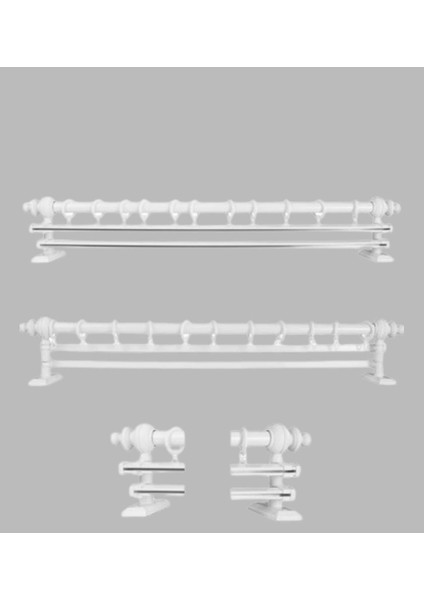 Ahşap Başlıklı Alminyum Boru Rustik Perde Askısı Çift Raylı