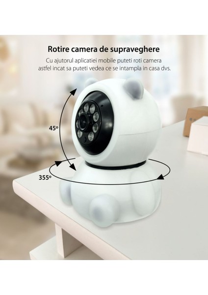 Panda 360° 1080P Ip Güvenlik Kamerası Gece Görüşlü LED Işıklı Alarmlı Ip Wifi Kamerası Güvenlik Sistemleri