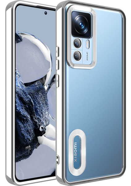 Xiaom Mi 12T Pro Kılıf Kamera Lens Korumalı Parlak Renkli Kenar Logosu Açık Derin Mor