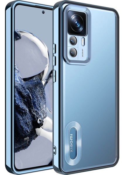 Xiaom Mi 12T Pro Kılıf Kamera Lens Korumalı Parlak Renkli Kenar Logosu Açık Derin Mor