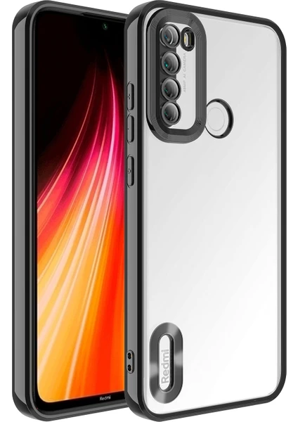 MTK Moveteck Xiaomi Redmi Note 8 Kılıf Kamera Lens Korumalı Parlak Renkli Logosu Açık Derin Mor Şeffaf