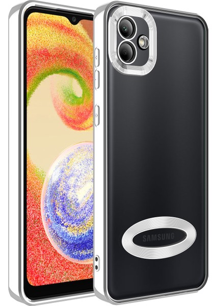 A04 Kılıf Kamera Lens Korumalı Parlak Renkli Kenar Logosu Açık Mor