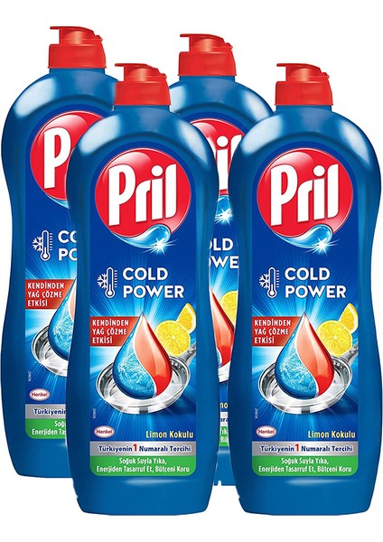 Cold Power Yağ Çözme Etkili Limon Kokulu Sıvı Bulaşık Deterjanı 675 gr 4 Adet