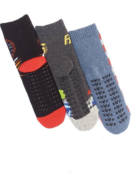 Mem Socks 3'lü Yarış Temalı Kaydırmaz Çocuk Havlu Çorap