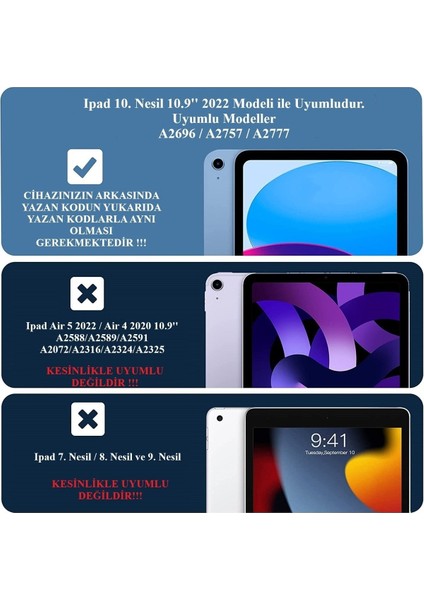Ipad 10. Nesil 10.9 Inç 2022 Uyumlu Şeffaf Koruyucu Tablet Kılıfı A2696 A2757 A2777