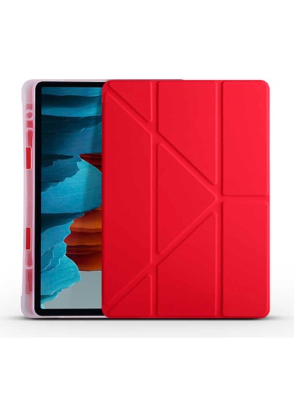 Apple Ipad Air 2 9.7" Kalem Bölmeli Smart Standlı Yumuşak Silikon 360 Tam Koruma Tri Folding Kılıf