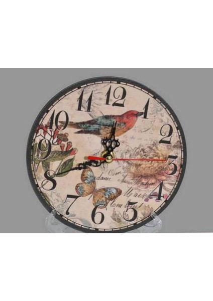 Mutfak → Ahşap Saatler → Saatler-Mb Yuvarlak Kuş Temalı Duvar Saati-Küçük-18*18*3 CM