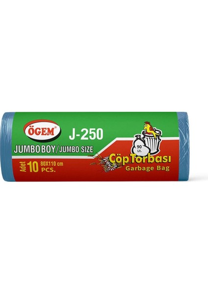 Toptan Çöp Torbası Jumbo Boy 80X110 cm - J250 (1 Koli, 50 Adet)