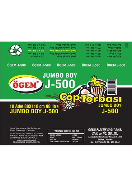 Toptan Çöp Torbası Jumbo Boy 80X110 cm - J500 (1 Koli, 20 Adet) modelleri