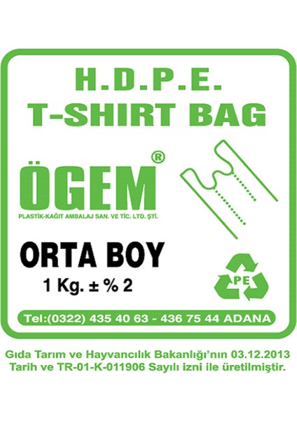 Plastik Orta Boy 1 kg Atlet Poşet