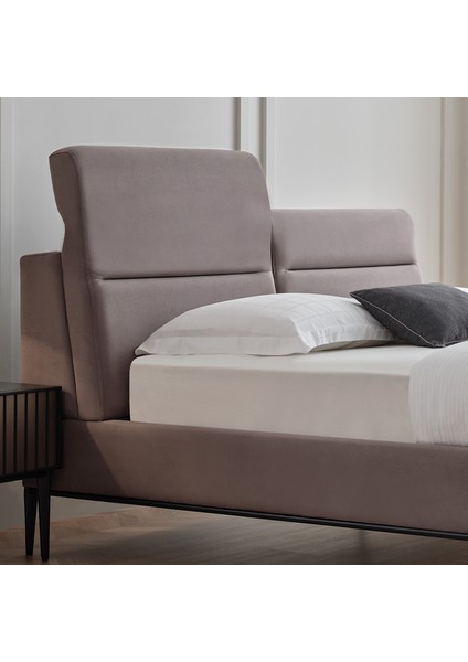 Riga Modern Klasik Çift Kişilik Başlıklı Karyola - Gri modelleri