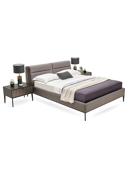 Riga Modern Klasik Çift Kişilik Başlıklı Karyola - Gri indirimleri