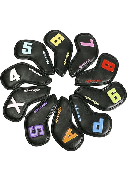 10 Sayı Uzun Boyun Golf Kulübü Başını Kapsar Golf Kamaları Için Büyük Renkli Numara 10 Parça-Black (Yurt Dışından) modelleri