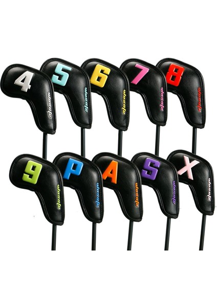 10 Sayı Uzun Boyun Golf Kulübü Başını Kapsar Golf Kamaları Için Büyük Renkli Numara 10 Parça-Black (Yurt Dışından) fırsatları