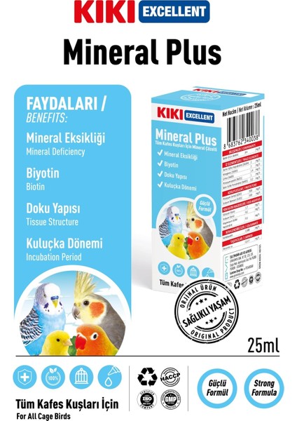 Kuş Mineral Plus 25 Ml. KB103