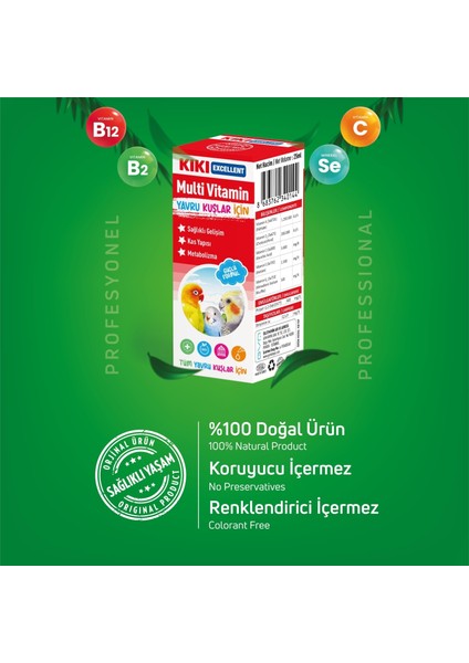 Kiki Excellent Kuş Yavru Kuşlar Için Multi Vitamin 25 Ml. KB109