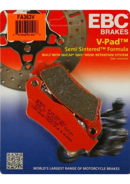 FA363V 1998-2003 Bmw R 1150 Gs Uyumlu Arka Fren Balatası Yarı Sinterli Balata