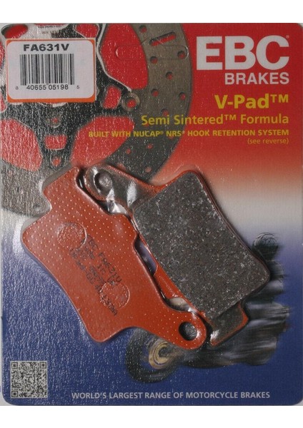 FA631V 2015-2022 Can-Am Spyder F3 Uyumlu Arka Fren Balatası Yarı Sinterli Balata