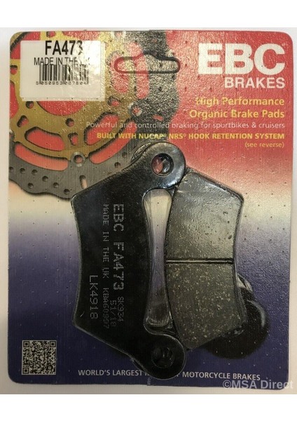 FA473 2009-2012 Can-Am Spyder Rs Uyumlu Arka Fren Balatası Organik Balata