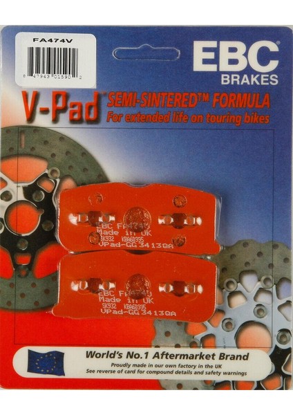 FA474V 2010-2012 Can-Am Spyder Rt Limited Uyumlu Ön Fren Balatası Yarı Sinterli Balata