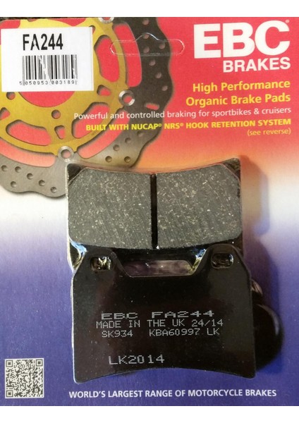 FA244 2020-2023 Cf Moto 800MT Sport Uyumlu Ön Fren Balatası Organik Balata