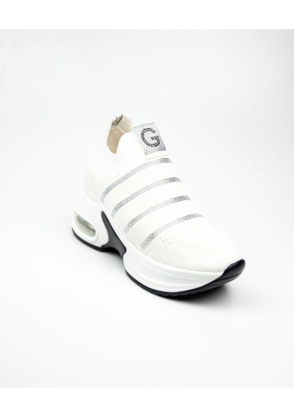 300 - 4 Beyaz Kalın Taban Günlük Kadın Ayakkabı