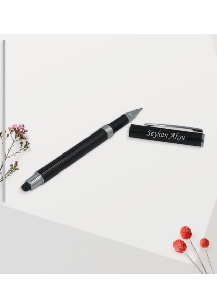 Kişiye Özel Isimli 542 Siyah Metal Roller Touchpen Kalem