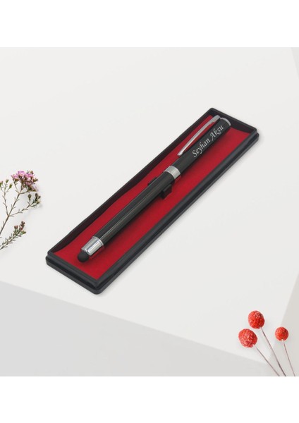 Kişiye Özel Isimli 542 Siyah Metal Roller Touchpen Kalem