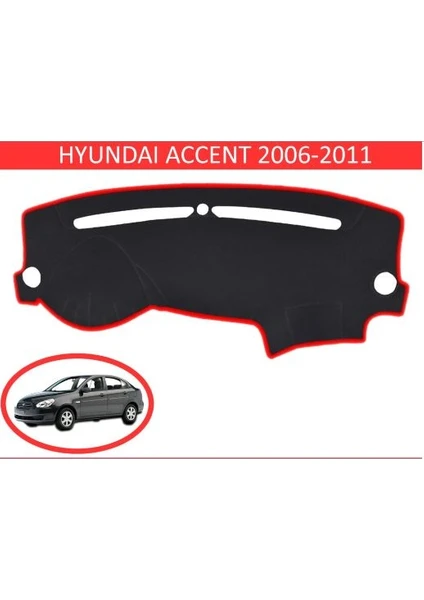 Lee Willson 2006-2011 Modellerine Uygun Hyundai Accent Era Torpido Koruma Halısı Siyah Kenar Renk Kırmızı