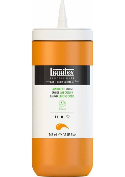 Professional Soft Body Akrilik Boya 946ML Cadmium-Free Orange 892 S4 fırsatları