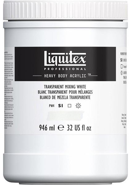 Professional Heavy Body Akrilik Boya 946ML Transparent Mixing White 430 S1