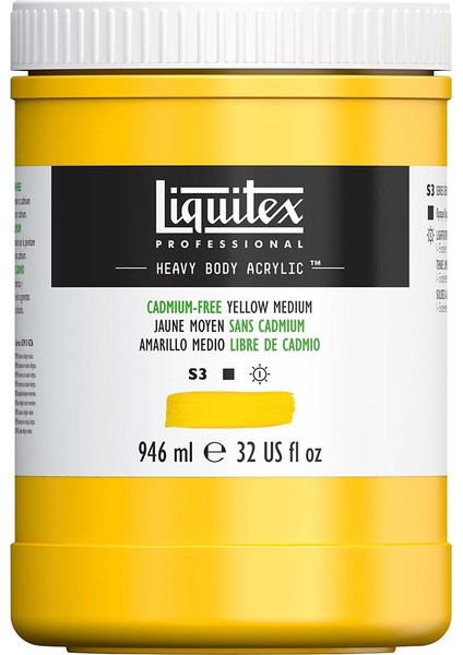 Professional Heavy Body Akrilik Boya 946ML Cadmium-Free Yellow Medium 890 S3