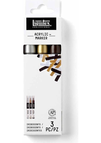Professional Akrilik Markör 3X2MM Set Iridescent