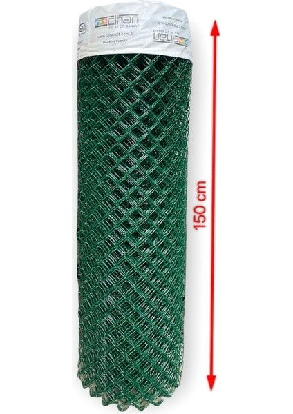 Pvc Kaplı Örgü Tel Bahçe Çiti - 3,00 mm Kalınlık 50X50 Göz Aralığı H:150 cm L:10 Metre