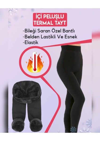 Yüksek Bel Içi Peluş Termal Tayt