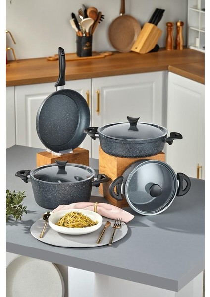 Master Cook 4'lü 7 Parça Granit Tencere Seti Uzay Grisi fiyatları