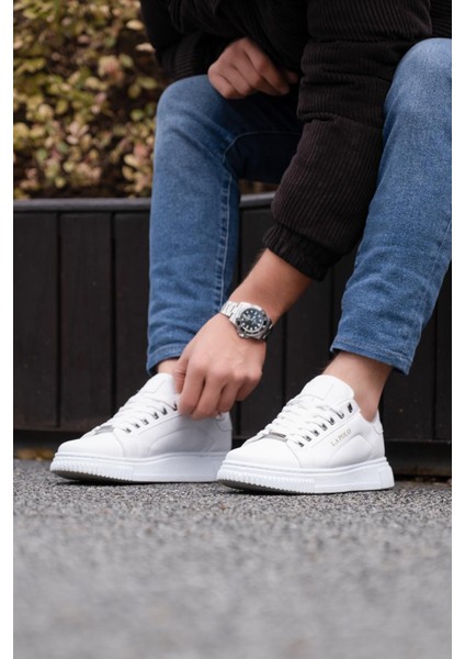 093 Erkek Spor Ayakkabı Suni Deri Günlük Düz Taban Bağcıklı Tasarım