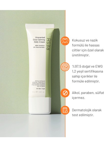 Unscented Cica Calming Daily Cream - Vegan Bitkisel Nemlendirici Krem 50ML