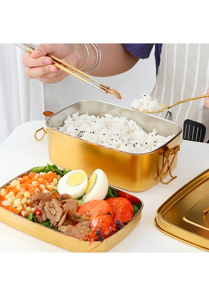 Bento Öğle Yemeği Kutusu Yemek Hazırlık Konteynerleri Ev Ofis Kampı Altın Yeni 1.5 L Altın (Yurt Dışından)