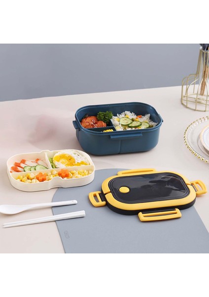 Okul Mavisi İçin Saplı Silikonlu 800 ml. Taşınabilir Bölücü Öğle Yemeği Kutusu (Yurt Dışından) fırsatları